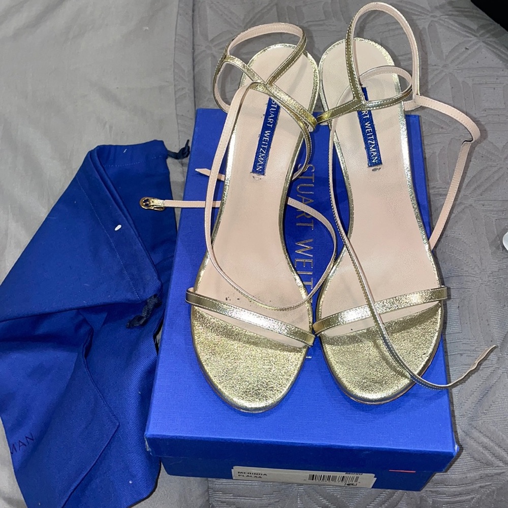 Gold Stuart weitzman strappy heels